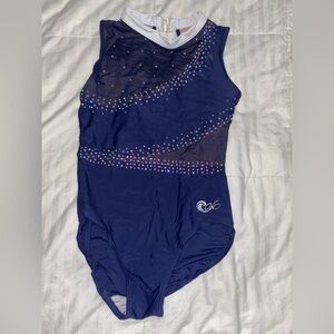 UNH Wildcats Midnight Blue Kids Gymnastcis Leotard and with Sparkling Accents